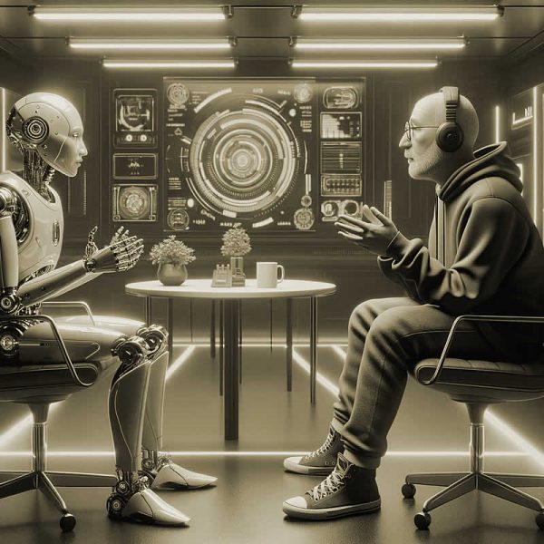AI interviews a human - image by DALL-E